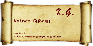 Kaincz György névjegykártya