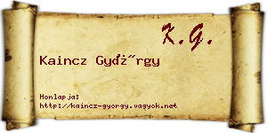 Kaincz György névjegykártya